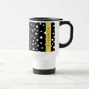 Mug De Voyage Points dalmatiens, Spots, Noir et Blanc, Votre nom
