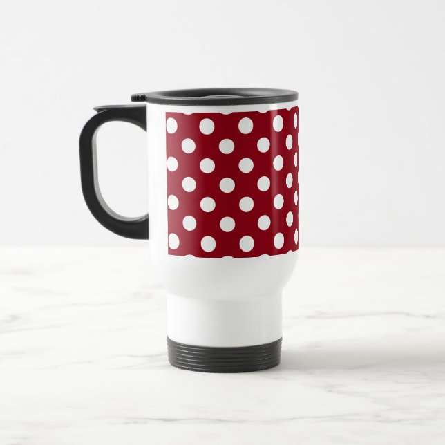 Mug De Voyage Pois blancs sur Crimson Red (Gauche)