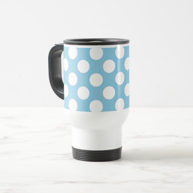 Mug De Voyage Pois Bleus, Motif Pointe Polka, Points, Pointe (Devant gauche)