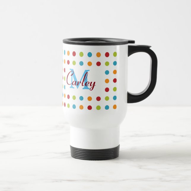 Mug De Voyage Pois multicolores personnalisés (Droite)