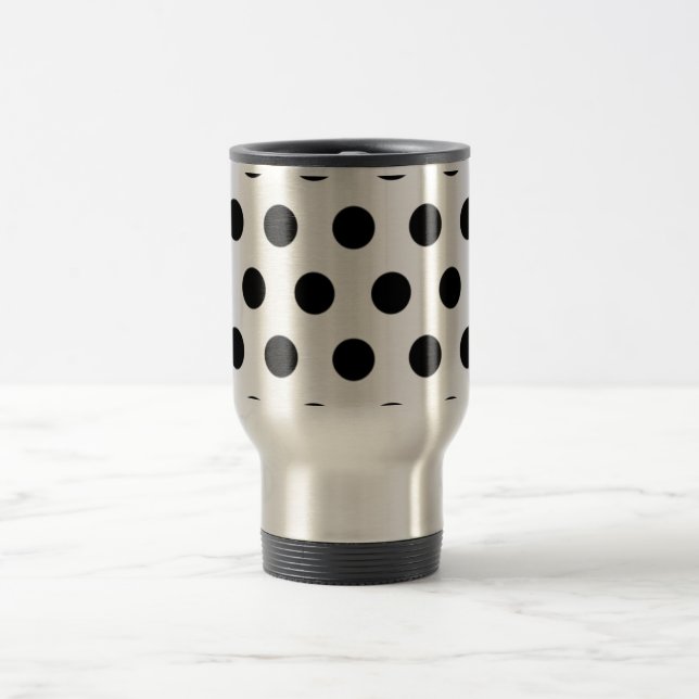 Mug De Voyage Pois noirs sur Arrière - plan blanc (Centre)