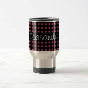 Mug De Voyage Pois roses personnalisés sur Arrière - plan noir