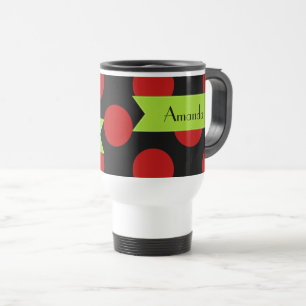 Mug De Voyage Pois Rouges, Motif Polka Dot, Votre Nom