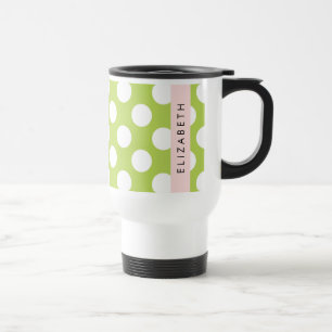 Mug De Voyage Pois verts, Motif Pointe Polka, Votre Nom
