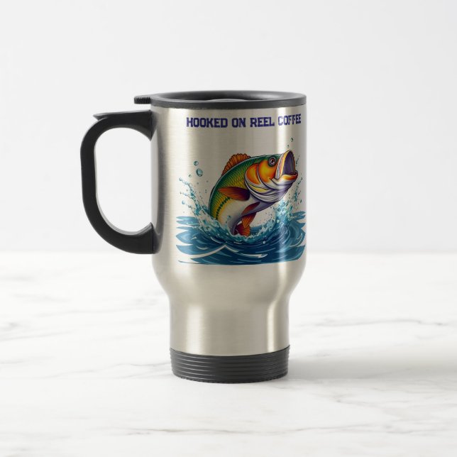Mug De Voyage Poisson amusant sur le café de bobine (Gauche)