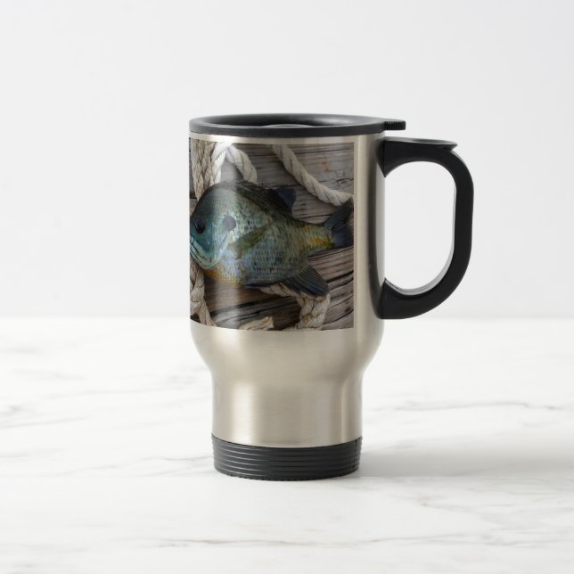 Mug De Voyage Poisson rouge sur quai et corde (Droit)