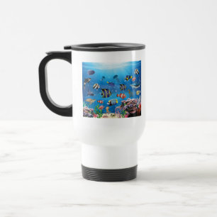 Mug De Voyage Poissons tropicaux nageant Fond