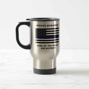Mug De Voyage Police de la ligne bleue mince