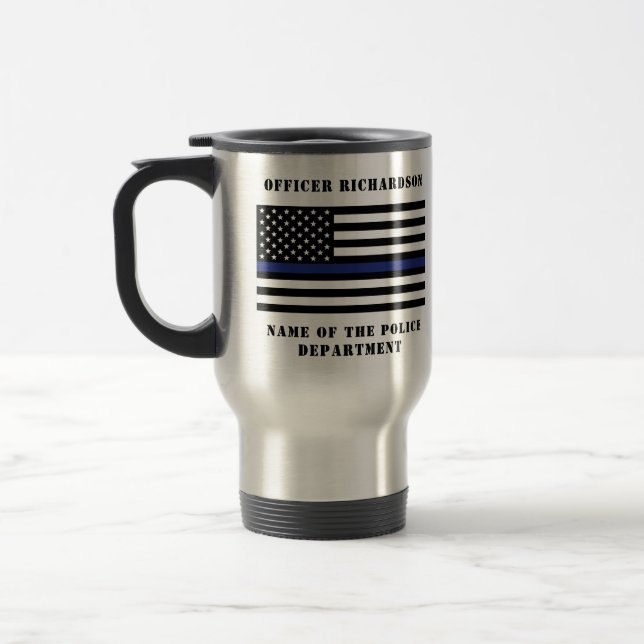 Mug De Voyage Police de la ligne bleue mince (Gauche)