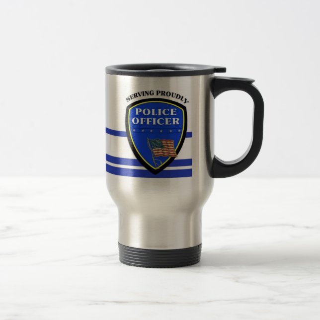 Mug De Voyage Police servant fièrement (Droit)