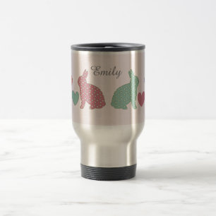 Mug De Voyage Polka Dot Bunnies Personnalisé