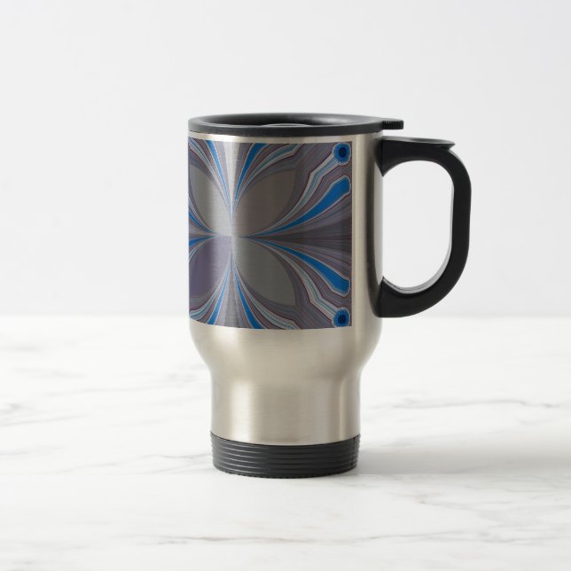 Mug De Voyage Polka gris cendré bleu Pointe Texture Art Imprimer (Droit)