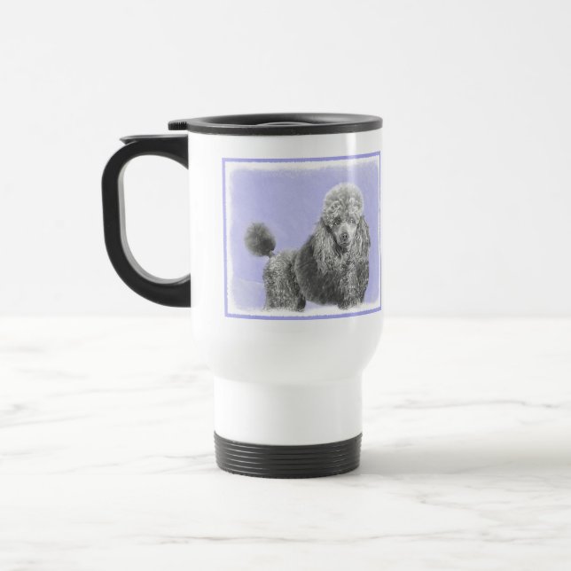 Mug De Voyage Poodé Jouet miniature Argent gris bleu Chien Art (Gauche)