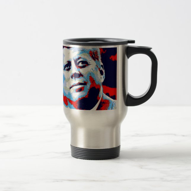 Mug De Voyage Pop Art JFK John F. Kennedy Red Blue (Droit)