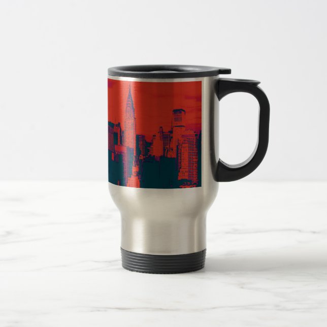 Mug De Voyage Pop Style Rouge Retro Art New York City (Droit)