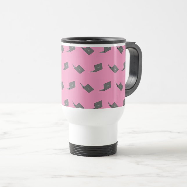 Mug De Voyage Portable gris avec logo d'oiseau (Devant droit)