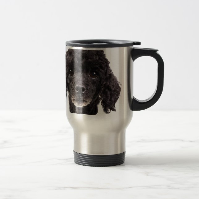 Mug De Voyage Portrait d'un caniche noir (Droit)