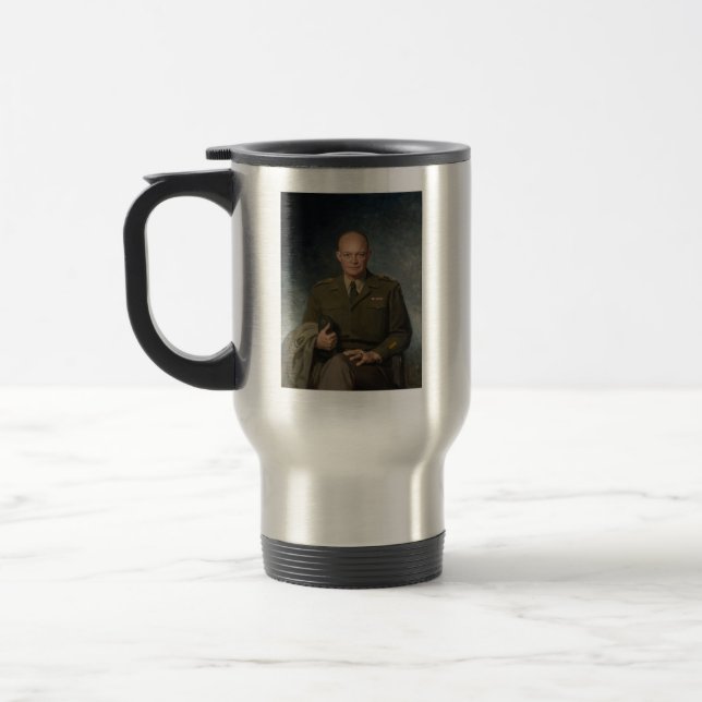 Mug De Voyage Portrait peint de General Dwight Eisenhower 5 étoi (Gauche)