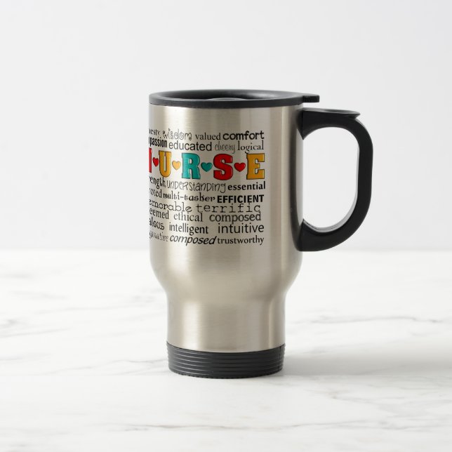Mug De Voyage Positif d'infirmière décrivant des cadeaux de mots (Droit)