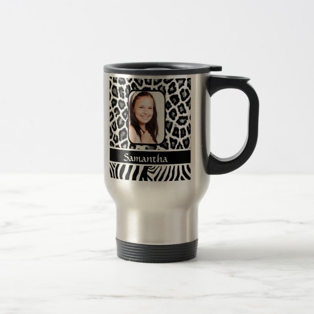 Mug De Voyage Poster de animal noir et blanc (Droit)