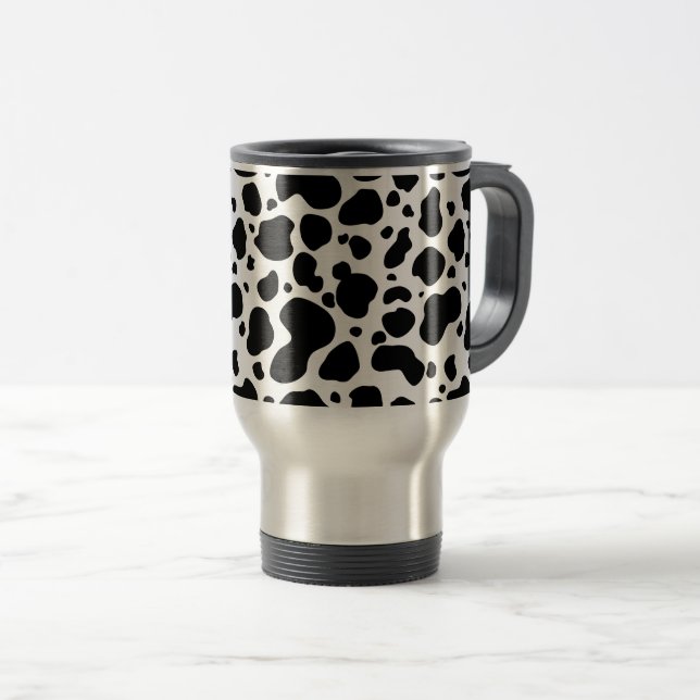 Mug De Voyage Poster de animal noir et blanc de motif de taches (Devant droit)