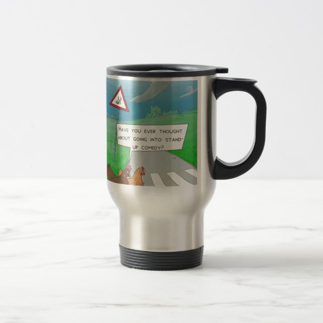 Mug De Voyage Poules Traversant la Route Dessin Animé Drôle (Droit)