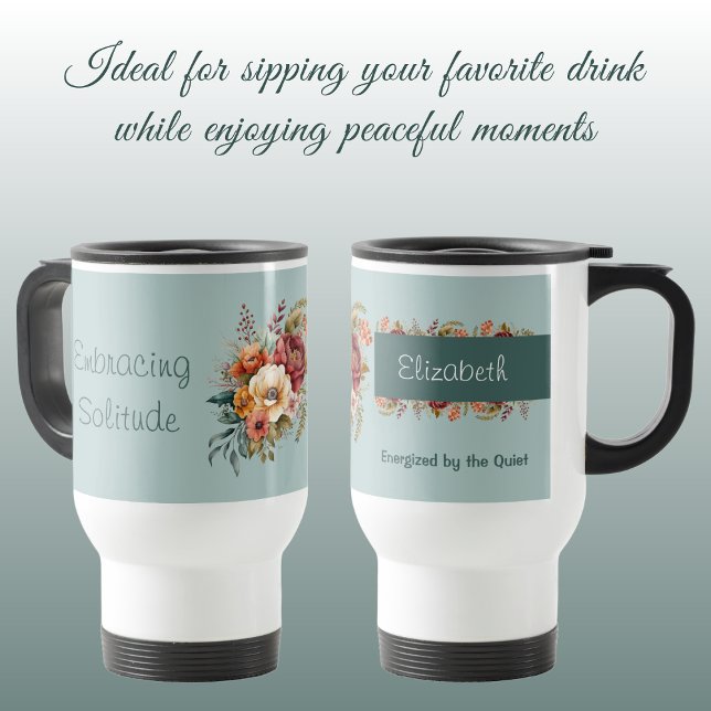 Mug De Voyage Pour introvertis solitude vert floral (Créateur téléchargé)
