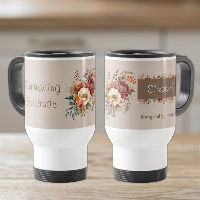 Mug De Voyage Pour les introvertis solitude floral marron (Créateur téléchargé)
