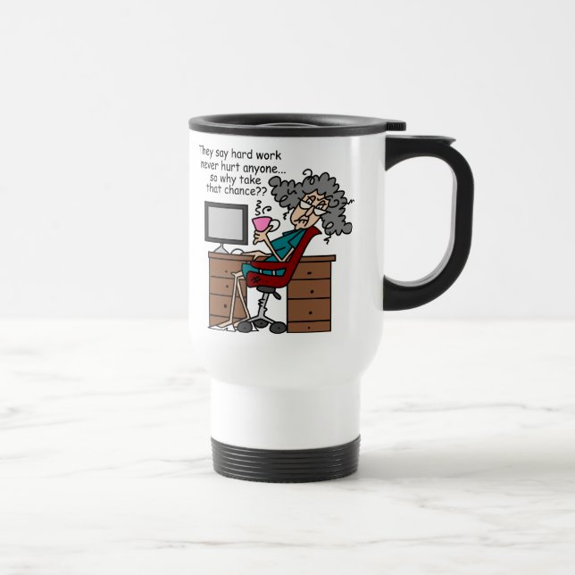 Mug De Voyage Pourquoi humour de dur labeur d'occasion (Droite)