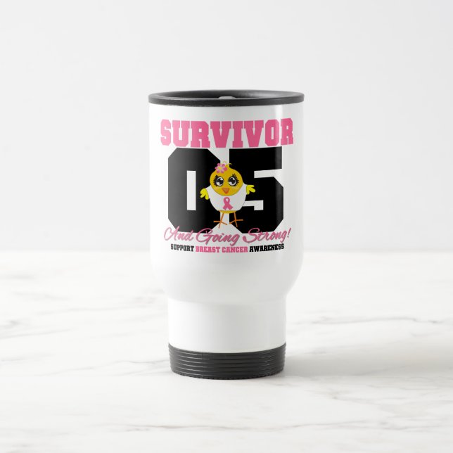 Mug De Voyage Poussin de survivant de cancer du sein 05 ans (Centre)