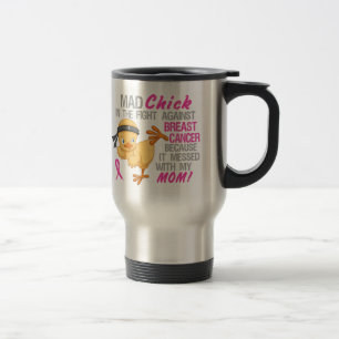 Mug De Voyage Poussin fou sali avec le cancer du sein de la