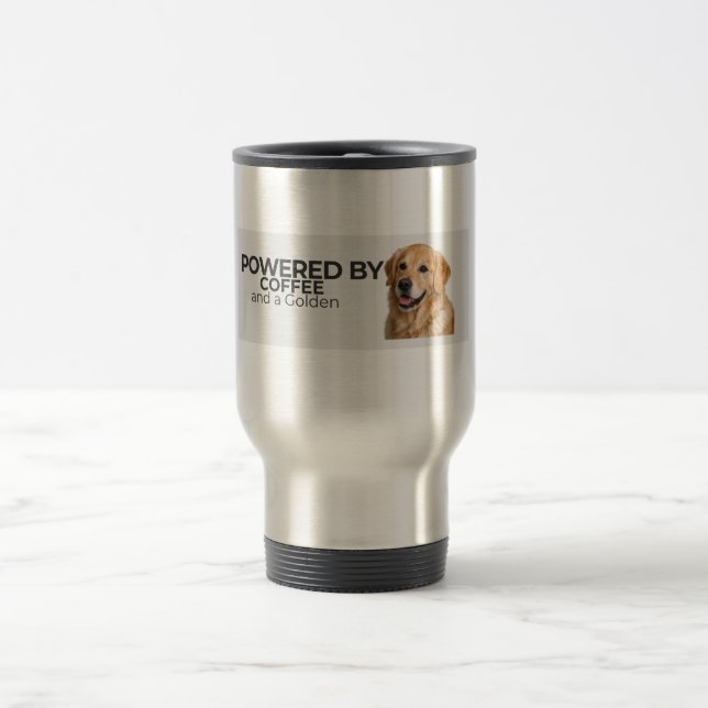 Mug De Voyage Powered by Coffee and a Golden – Stainless  (Centre)