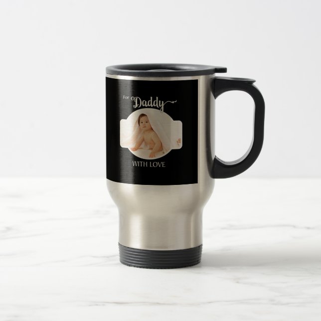 Mug De Voyage Première Fête des pères Black Photo personnalisée  (Droit)