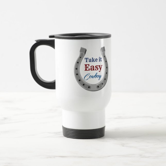 Mug De Voyage Prenez facilement Cowboy (Gauche)