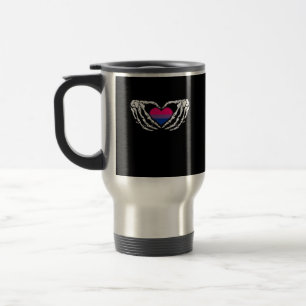 Mug De Voyage Pride Bisexuelle Squelette Halloween Bi Goth Coeur