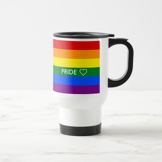 Mug De Voyage Pride Heart LGBT 6-Stripe Rainbow drapeau (Droite)