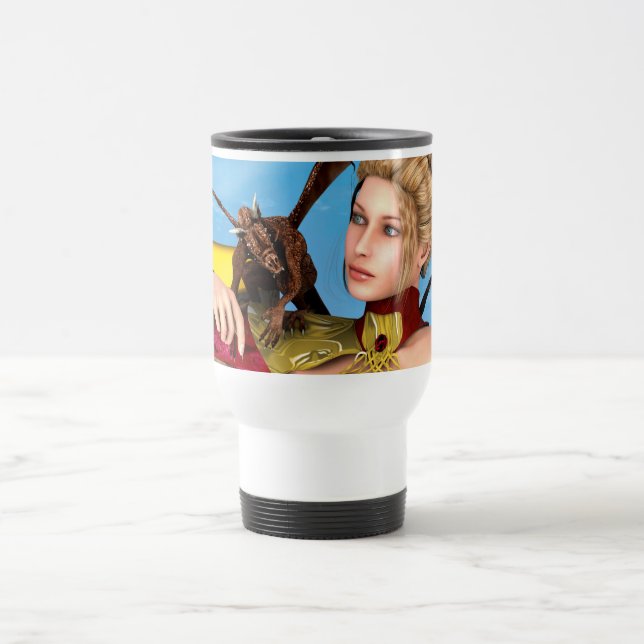 Mug De Voyage Princesse Dragon Fantastique Art Numérique (Centre)