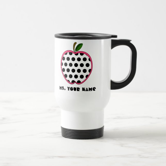 Mug De Voyage Professeur d'Apple de point de polka (Droite)