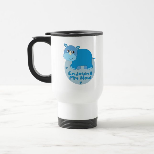 Mug De Voyage Profitez de mon maintenant Kawaii mignon rhino ble (Gauche)