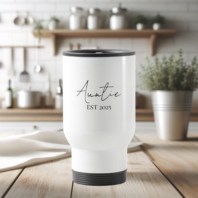 Mug De Voyage Promu à la tante EST 2025 | Tante première fois (Créateur téléchargé)