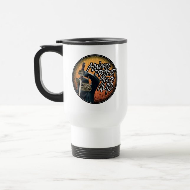 Mug De Voyage Protégez toujours vos noix - drôle d'écureuil ninj (Gauche)