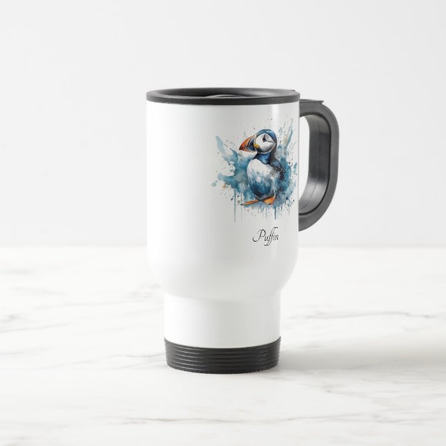 Mug De Voyage Puffin Splash, personnalisé (Devant droit)