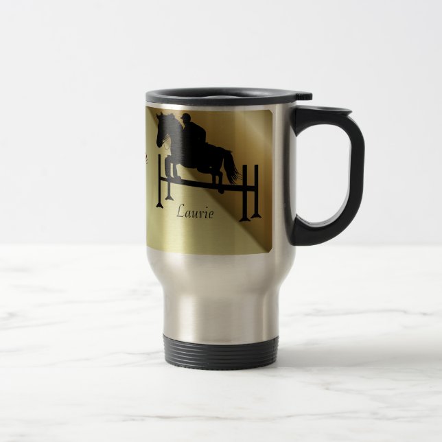 Mug De Voyage Pullover de cheval avec votre nom (Droit)