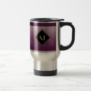 Mug De Voyage Purple Brossé Élégant Avec Monogramme Or Simple