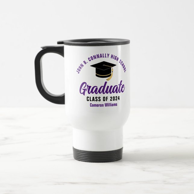 Mug De Voyage Purple Lycée Diplômé sur mesure (Gauche)