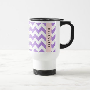 Mug De Voyage Purple Zigzag, Purple Chevron, Votre Nom