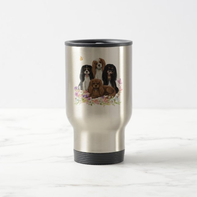 Mug De Voyage Quatre Espagnols Cavalier Roi Charles en Fleurs   (Centre)