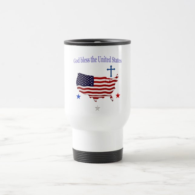 Mug De Voyage Que Dieu bénisse les États-Unis (Centre)