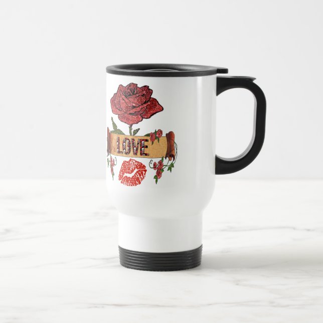 Mug De Voyage RAB Rockabilly Roses, Amour & Rouge à Lèvres (Droite)