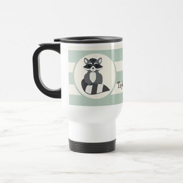 Mug De Voyage Raccoon de bois mignon; vert de bois clair (Gauche)
